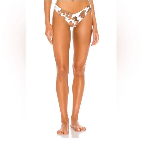 WeWoreWhat Delilah Bikini Bottom in Cow Hide Brown NWT - Picture 1 of 7